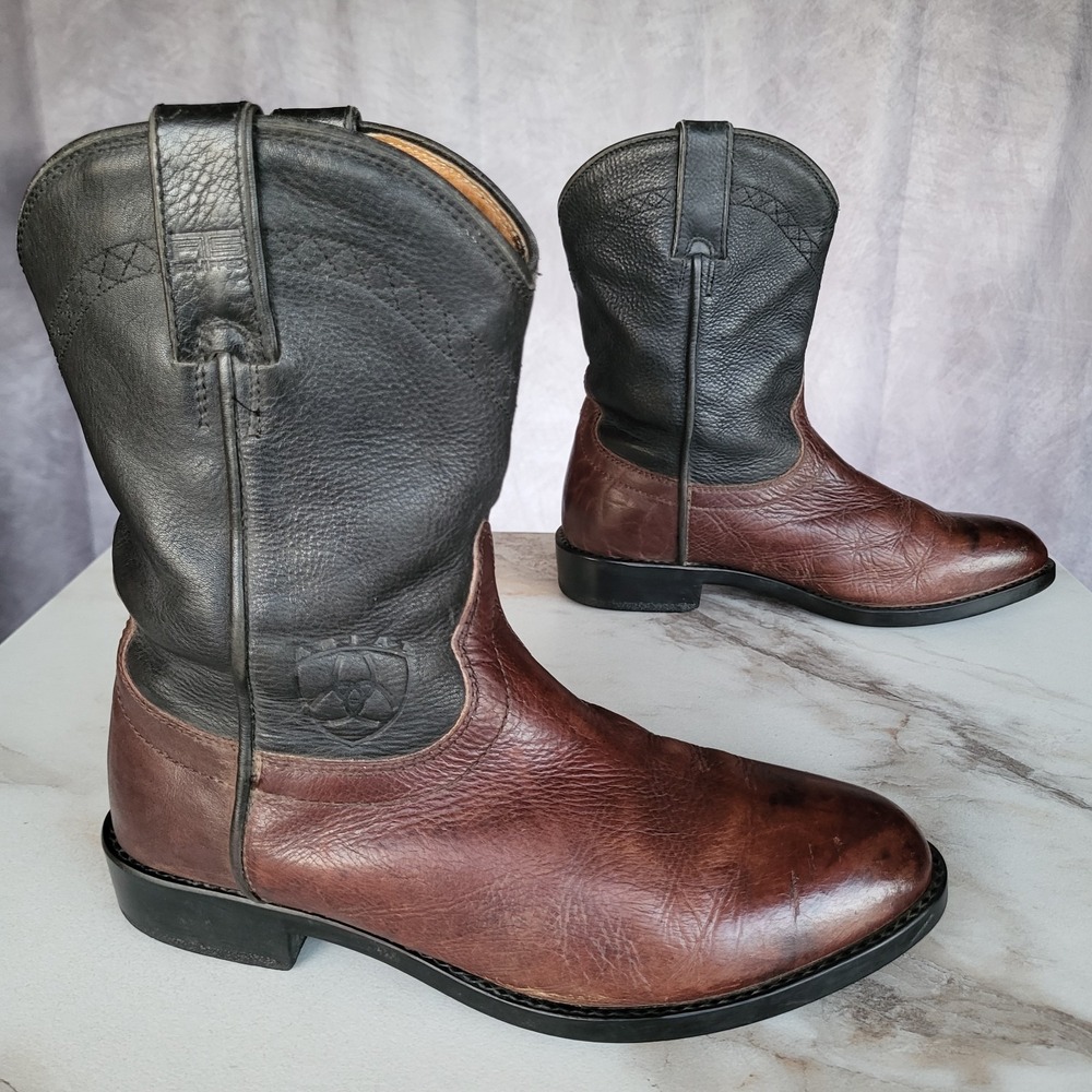 Ariat Size 7.5 M Heritage Roper Black/Brown Made in Brazil